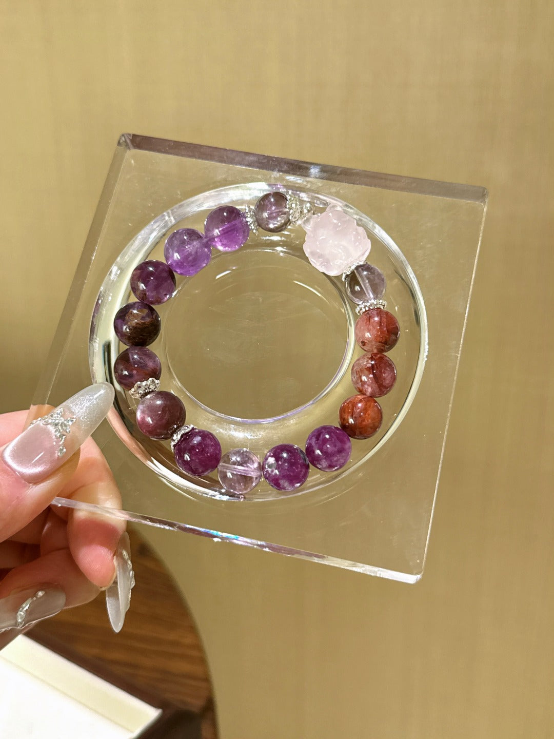 ▫️▪️ Purple multi-treasure pink crystal nine-tailed fox bracelet